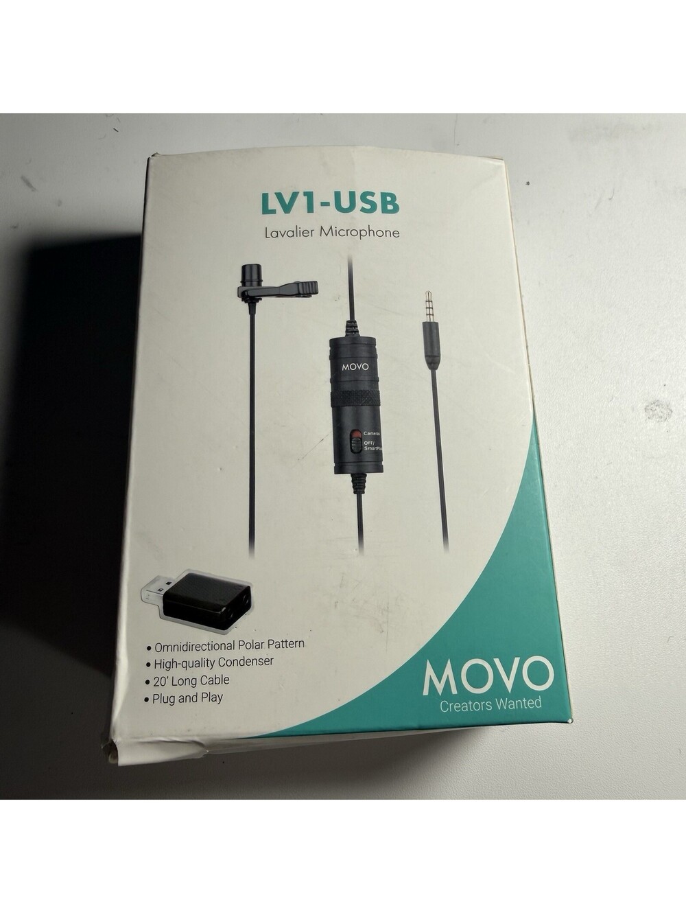 Movo Universal Lavalier Microphone for USB, Laptop, PC, Mac, Smartphone, Camera
